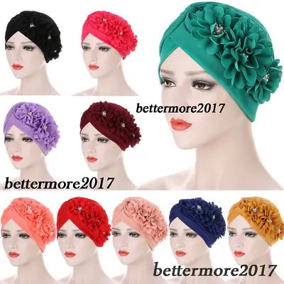 New Women Flower Cap Muslim Hijab Turban Hair Loss Bonnet Chemo Hat Head Scarf • $6.99