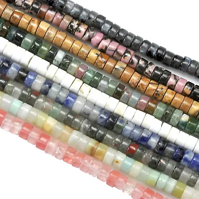 £8.49 • Buy 4mm Natural Semi-precious Gemstone Heishi Rondelle Beads For Jewellery Making