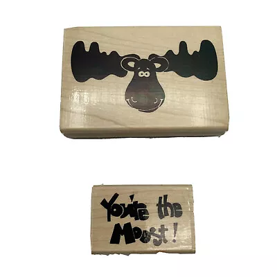 Cartoon You're The Moost Moose Rubber Stamp Wood Mounted 2.25X4.25 • $16.98