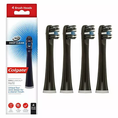 Colgate Omron Toothbrush Heads Proclinical 360 Deep Clean Black Pack 4 X Genuine • £13.99