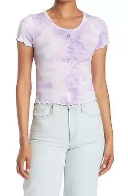 £20.85 • Buy Abound Crop Top Size L Button Front Tie Dye Purple NWT  B97