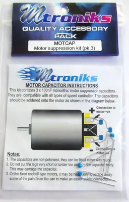 RC Brushed Motor Capacitors Suppression Kit (Pack Of 3) 100nF Mtroniks MOTCAP • £2.99