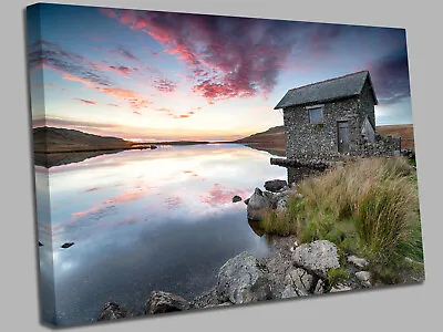Lake District Boathosue Sunset Canvas Wall Art Picture Print • £21.98