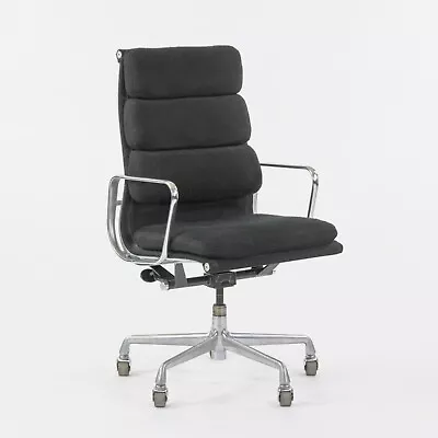 1985 Black Fabric Eames Aluminum Group Soft Pad Executive High Back Desk Chair • $1650