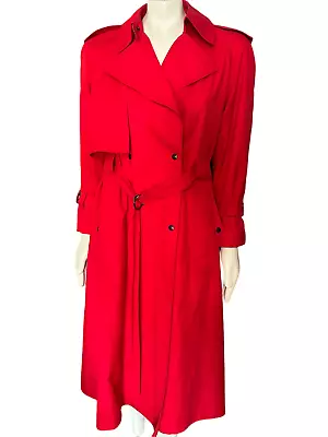 Rain Cheetahs Vintage 1970 Women's Red Button-Front Trench Coat Size 8 • $100