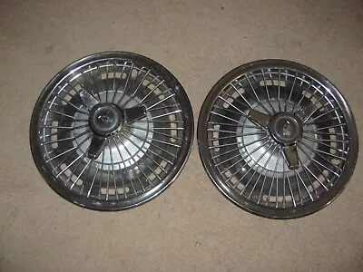 Lot Of 2 Vintage 1964-67 CHEVY NOVA IMPALA Three Bar Wire Spinner Hubcaps. • $169.95