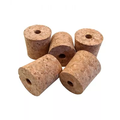 Pack Of 5 Cork Tapered Bored Airlock Bungs To Fit Glass Wine Making Demijohns • £3.18