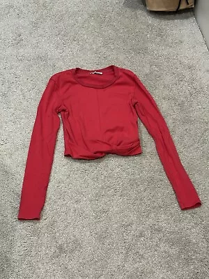 Zara Very Dark Pink Crop Long Sleeve T Shirt Size S • $6.22