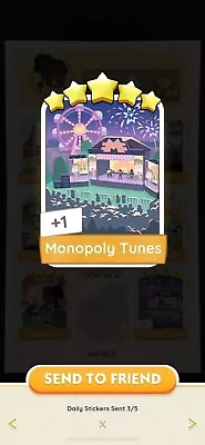 Monopoly Tunes  Sticker Monopoly Go! 5🌟🌟🌟🌟🌟 Stickers Set 13- (Fast Send) • $6.98