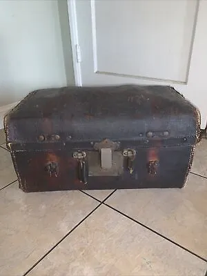 Masonic Vintage Leather Hat Trunk Hand Painted Antique • $250