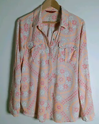 Tigerlily Size 14 Rayon Roll Tab Collared Button Up Long Sleeve Blouse • $30