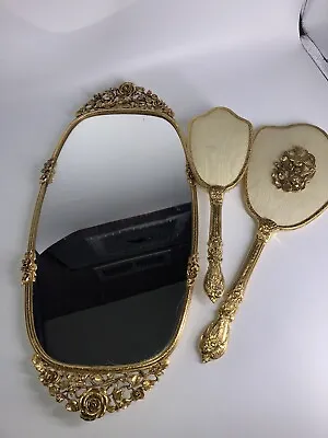 Vintage Matson Mirror T420 Set 3 Vanity Set Gold Plated Gorgeous • $200