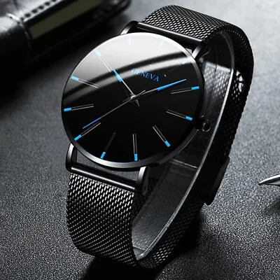 Watches Men's Ultra Thin Business Mesh Strap Quartz Watch Fashion Wrist Watch UK • £5.99