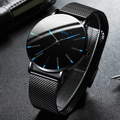 View Details Watches Men's Ultra Thin Business Mesh Strap Quartz Watch Fashion Wrist Watch UK • 5.99£