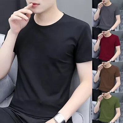 Mens Shirts T Shirt Tee Thin Basic Undershirts Breathable Fitness Formal • $11.99