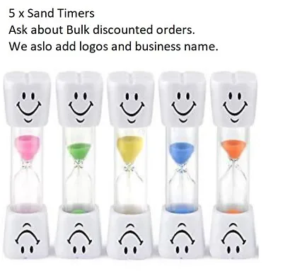 5 X 2 Minute Sand Timer Colorful Smiley Hourglass Timers Kids Dental Brushing US • $9.99
