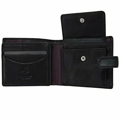 Visconti AP-63 Lucerne Genuine Soft Leather Mens Bi-Fold Wallet (Black/Oxford) • $39.99