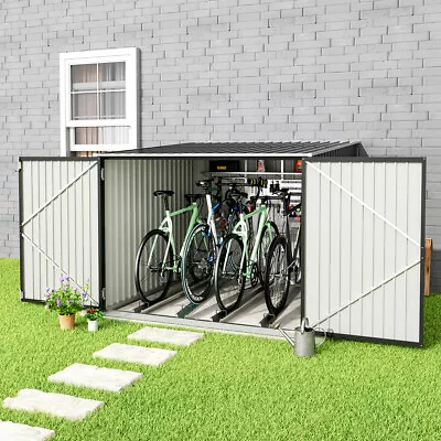 Outdoor Lockable Bicycle Shed Bike Storage Tool Box Garden Garbage Bin Shed  • £215.95