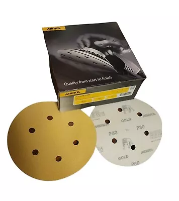 MIRKA GOLD 6  6H 80G GRIP VACUUM DISC23 # 624-080 QTY.50 Autobody Woodworking • $27.99