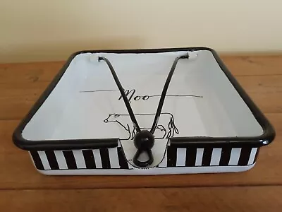 Farmhouse Napkin Holder  Dispenser Flat Black & White Cow Country Kitchen Decor • £17.35