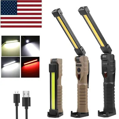  Rechargeable LED COB Work Light Mechanic Flashlight Lamp Magnetic Base Bright • $15.89