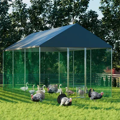 XXL XL Large Heavy Duty Metal Walk-In Chicken Coop Run Cage With Cover Outdoor • £139.92