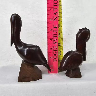 Pelicans Hand Carved Ironwood Figures Lot Of 2 MCM Bird Ocean Marine Vintage • $25.51