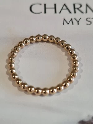 $379 • Buy Pandora 14ct 585 Yellow Gold Bubble Beaded Ring Size 14K Band