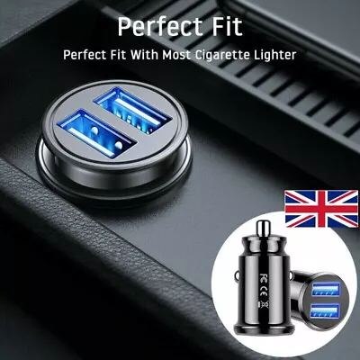 Fast Car Charger 2 USB Port For Iphone Samsung Cigarette Lighter Socket Adapter • £3.49