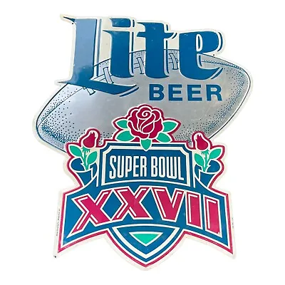 MILLER LITE BEER Super Bowl 27 Aluminum Sign (35”X 29”) XXVII Cowboys Vs Bills • $100