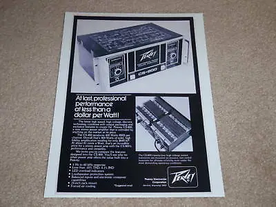 Peavey CS-800 Amplifier Ad 1977 Specs Article RARE! • $8