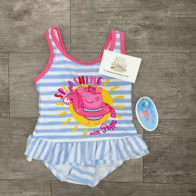 Swimsuit Peppa Pig Girls Swimming Costume Summer Baby Nutmeg Toddler Frilly • £5.39