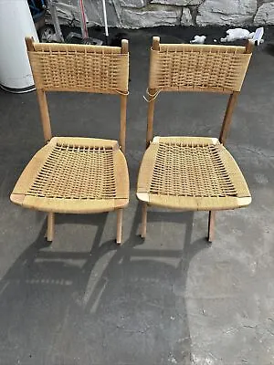 Mid Century Folding Woven Chairs • $250
