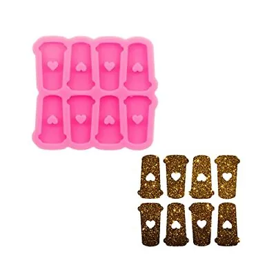  Mini Coffee Cup With Heart Hole Ear Studs Silicone Mold Super Glossy Silicone  • $12.72