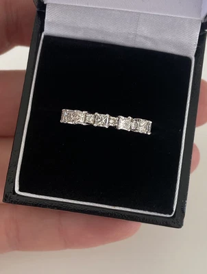 £1750 • Buy 18ct White Gold 1.95ct Princess & Round Cut Diamond Full Eternity Ring 18K 750.