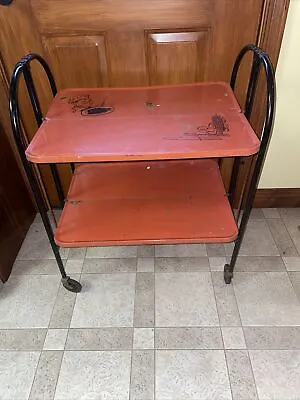 $149 • Buy Vintage Re-Ly-On Fold 'N Roll Versa-Table 2 Tier Rolling Cart - Great Graphics