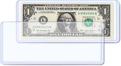 25-Count Dollar Bill Holders Transparent Bill Sleeves Clear Currency PVC Protect • $9.94