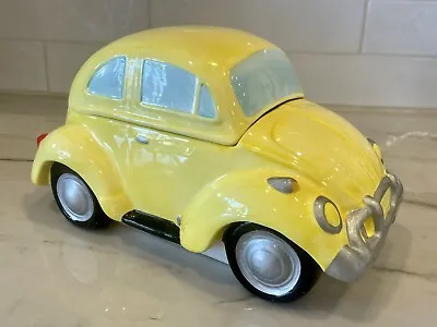 Vintage VW Volkswagen Bug Beetle Yellow Cookie Car Jar Lotus 1997 Ceramic • $55