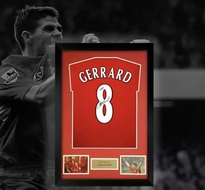 £249 • Buy STEVEN GERRARD Hand Signed Liverpool 2005 No.8 Framed Shirt  YNWA  RARE 