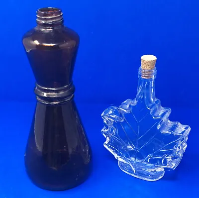 2 Bottles 1 Maple Leaf Shaped Bottle With Stopper & 1 Brown Syrup Bottle • $7