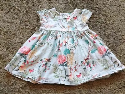 Next Birds Green Dress Age 6-9 Months • £2