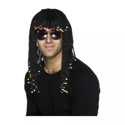 Black Braided Wig With Beads Adult Rick James 80s Halloween Costume Accessory • $22.94