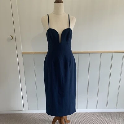 $10 • Buy BNWT La Maison Talulah Size Small Intimate Bodycon Navy Midi Dress RRP $220