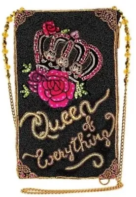 NWT Mary Frances Queen Of Everything Crossbody Phone Bag Crown Rose Beaded NEW • $84.44