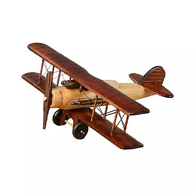 Handcraft Aircraft Model Vintage Airplane Decor Collectible Plane Wooden Biplane • $35.40