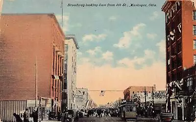 J81/ Muskogee Oklahoma Postcard C1910s Broadway East 4th Stores  398 • $9.20