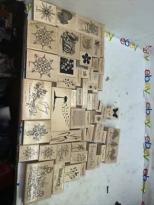 Lot Of 56 Vintage Wood Rubber Stamps- Sayings  Words And Images - Stampin' Up!! • $29.95