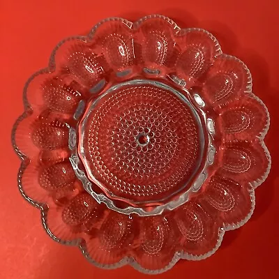 Vintage Thousand Eye Hobnail Deviled Egg Glass Plate 15 Eggs 11” • $13.91