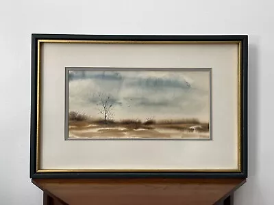 🔵 VTG 1993 C Winterle Olson Original Watercolor Winter Landscape Salt Technique • $325