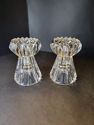 Set Of Mikasa Crystal Candle Holders Diamond Fire WY247 Candlestick Holder 4  • $12